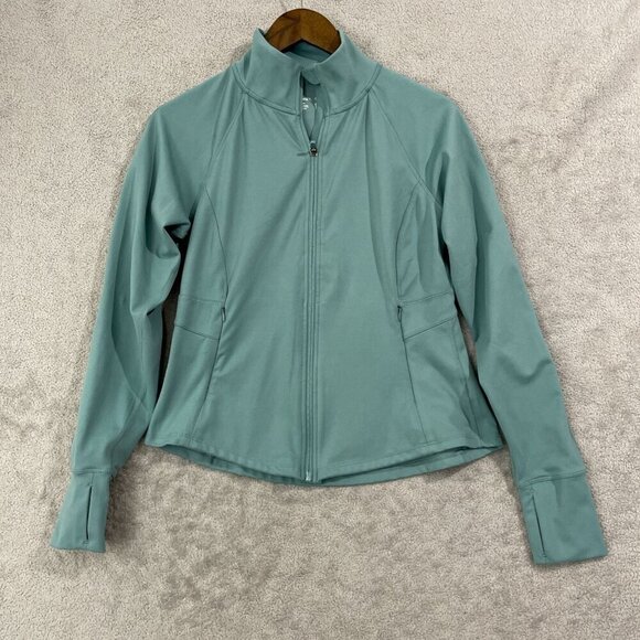 Jockey Tops - Jockey Womens S Full-Zip Sweatshirt Teal Polyester/Spandex Blend